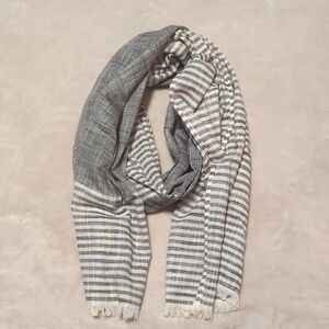 Chic Gray and White Striped Scarf